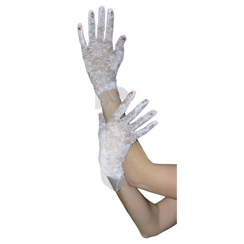 Gants blancs en dentelle 22cm