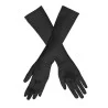 Paire de gants longs satinés noir - 40cm