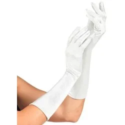 Gants satin élasthanne blanc 40cm