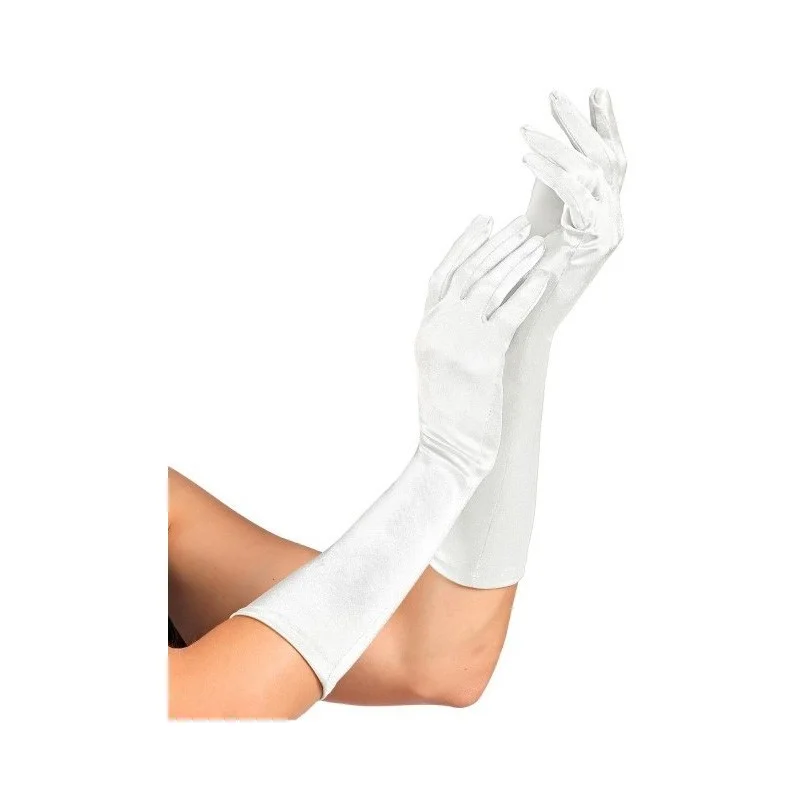 Gants satin élasthanne blanc 40cm