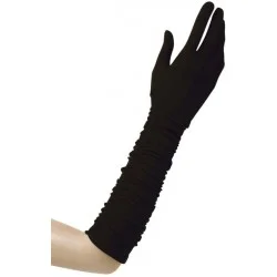 Gants élasthanne plisse noirs 40cm