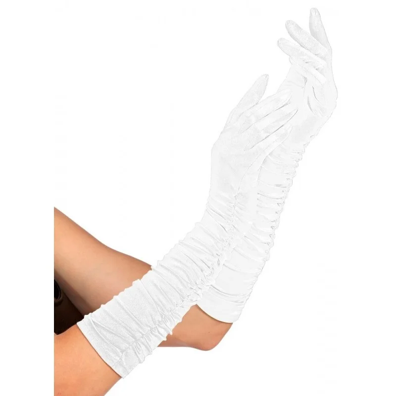 Gants élasthanne plisse blancs 40cm